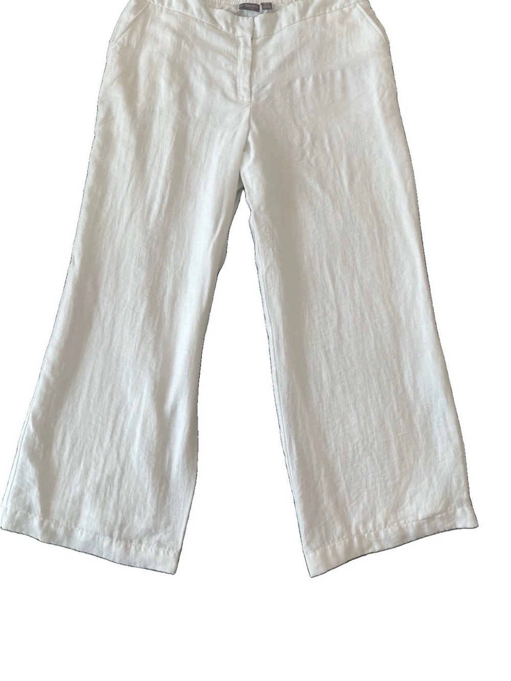 Chico’s Wide Leg Lined Rayon Blend Pants Cream White Vacation Preppy Coast
